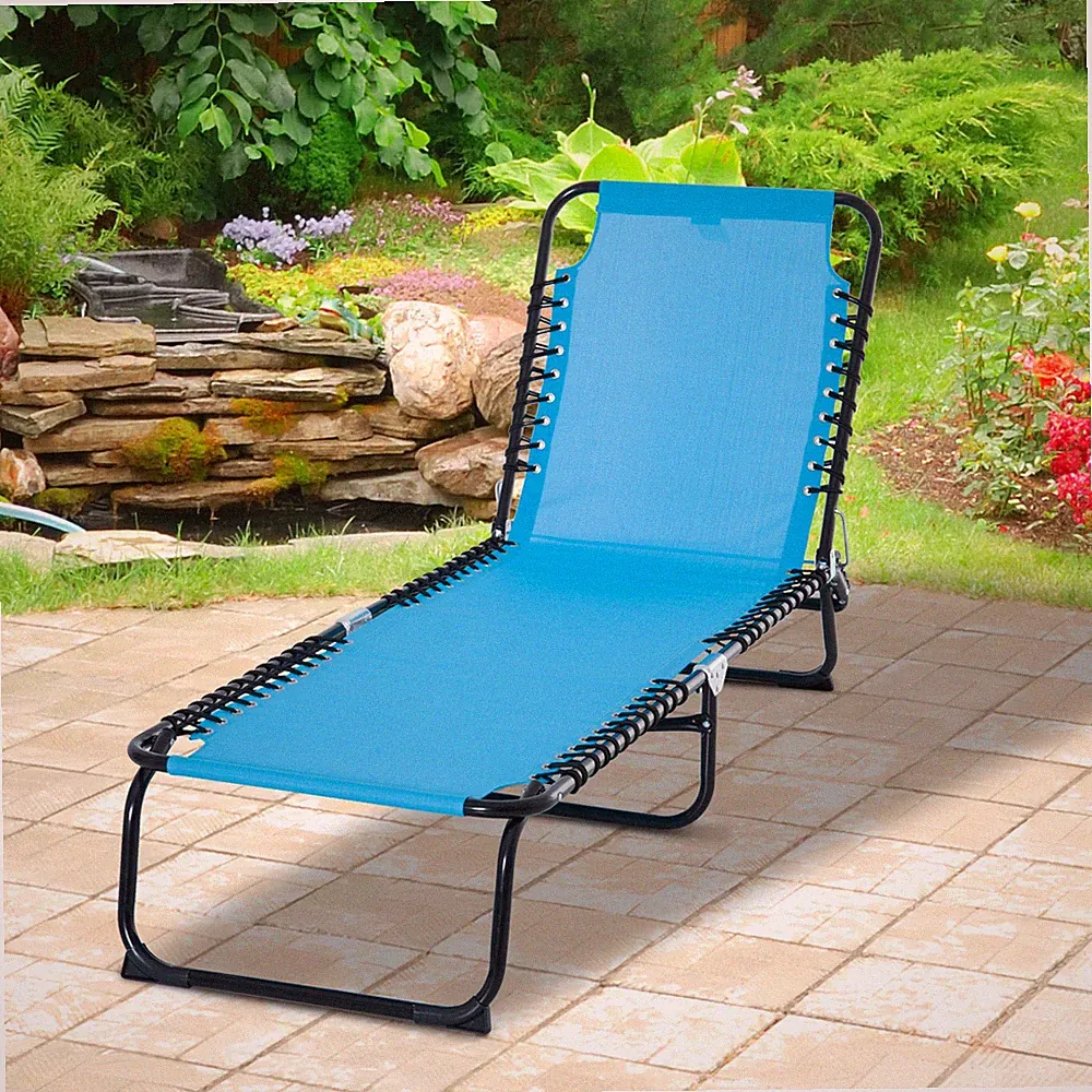 Foldable Chaise Lounge, 4-Position Reclining Back, Trifold Portable design