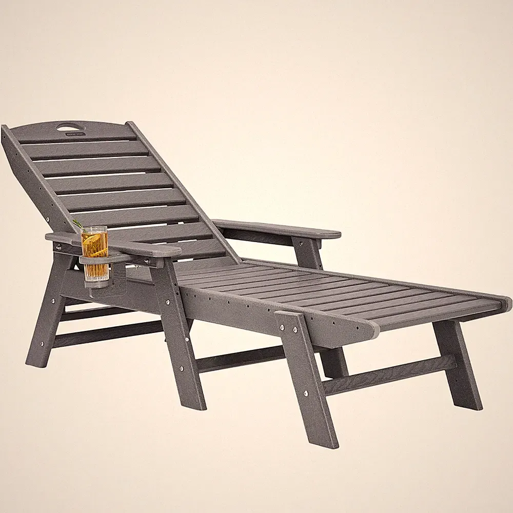 VEVOR Outdoor Chaise Lounge Chair 6 Position Adjustable Reclining Bench Lounger